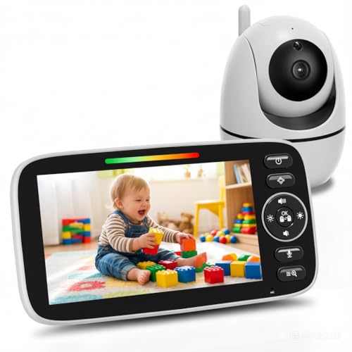 Image of Kidsneed Baby Monitor with Camera and Audio - 5 inch 720P Video Baby Monitor, No WiFi, 48H Battery Life, Night Vision, Two Way Talk, Remote Pan Tilt Zoom, Thermal Monitor，1000 ft Range （935E）