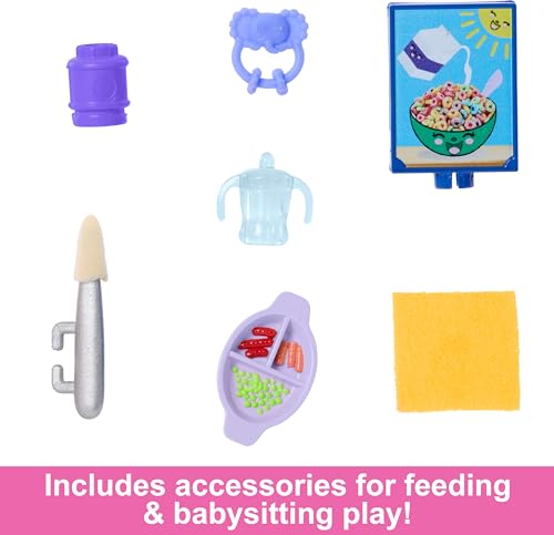 Barbie Boneca Skipper e conjunto de brinquedos com acessórios, conjunto de babá temático para a hora