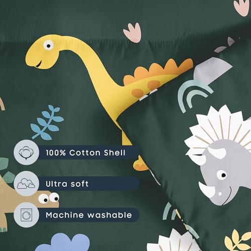 Image of Wake In Cloud - Toddler Nap Mat with Pillow and Blanket, 100% Cotton Fabric, for Kids Boys Ages 3 Plus in Daycare Kindergarten Preschool, Roll Up Sleeping Bag, Cute Dinosaurs