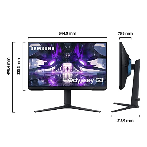 Samsung Odyssey Gaming Monitor G3A LS24AG304NR, 24 Zoll, VA-Panel, Full HD-Auflösung, AMD FreeSync Premium, Reaktionszeit 1 ms (MPRT), Bildwiederholrate 144 Hz, Schwarz – Bild 3