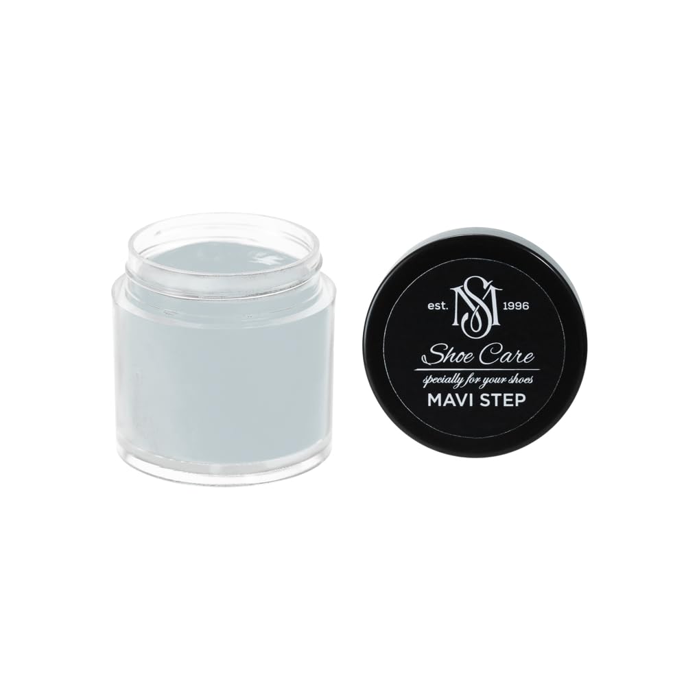 Crème réparatrice cuir MAVI STEP gris étain contre griffures sur chaussure lisse