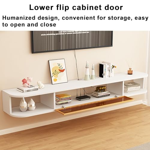 Étagère TV flottante avec porte et console multimédia murale