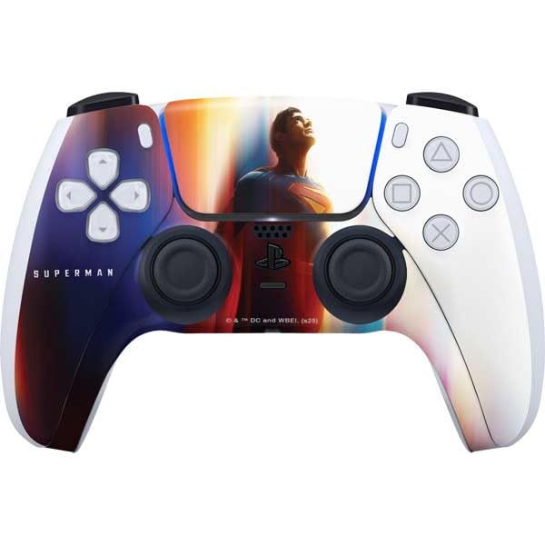 Skinit Decal Gaming Skin Compatible with PS5 Controller - Officially Licensed Superman 2025 Man of Steel Ascension Heroic Glow Design