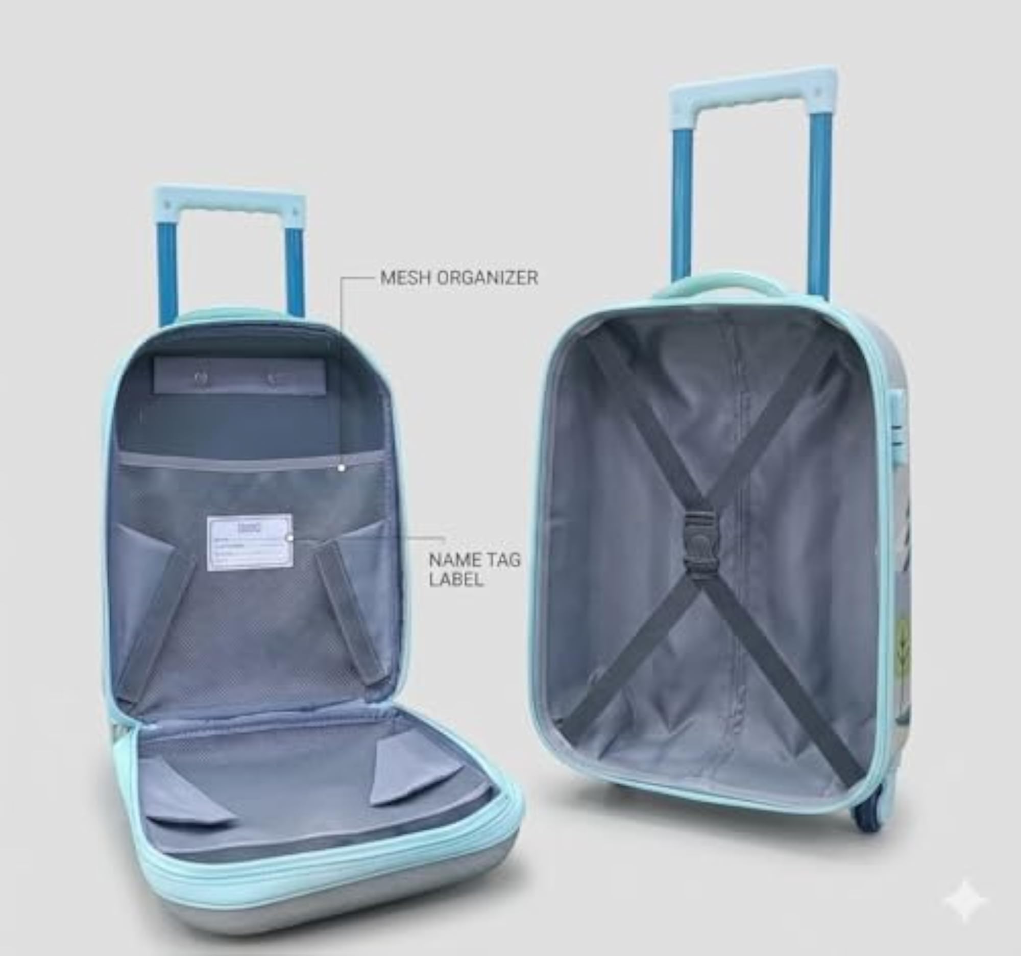 Kids Teal Dinosaur Theme Trolley Luggage Bag