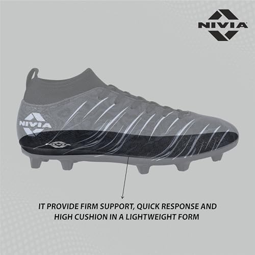 Image of Nivia Carbonite 7.0 pro Football Studs for Men, PVC Synthetic Leather Upper, High Shear Strength TPU Sole, Knitted Collar Rib