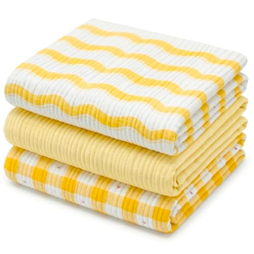 Image of Muslin Swaddle Blankets for Newborns, 3 Pack Multipurpose 100% Organic Cotton, Ultra Soft Breathable Receiving Blanket 47 x 47 inches, Swaddle Wrap for Baby Boys & Girls