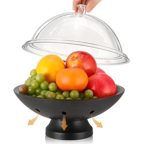 LemonRoad 12" Large Decorative Bowl Black Wood Pedestal Fruit Candy Bowl