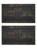 2 PCS AliPlus Germany Flag Patches Eagle Emblem IR Infrared Reflective Patches Laser Cut Patch Hook and Loop(German Camo 01)