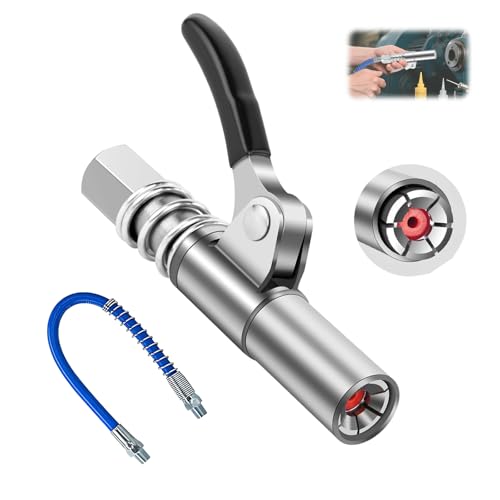 Nevoluxer Fettpressendüse mit 30 cm Schlauch – Hochdruck-Fettpressenanschluss für Schmiernippel, Passend für alle gängigen Fettpressen, Robuste Stahlkonstruktion
