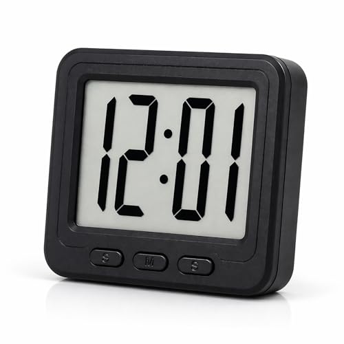 Image of Mini Digital LCD Clock | 6cm Small Desk Table for Bedroom, Office & Study | Magnetic Back for Wall /Fridge | 12 Hour Time Format | Battery Operated