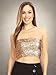 Anna-Kaci Womens Shiny Sequin Party Cropped Strapless Bandeau Stretch Tube Top, Champagne, Small - Medium