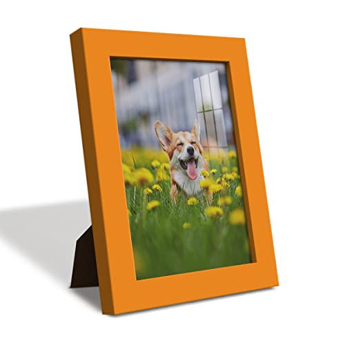 Renditions Gallery 5X7 Inch Picture Frame High-End Modern Style, Made Of Solid Wood And High Definition Glass Ready For Wall And Tabletop Photo Display, Orange Frame #TOP1