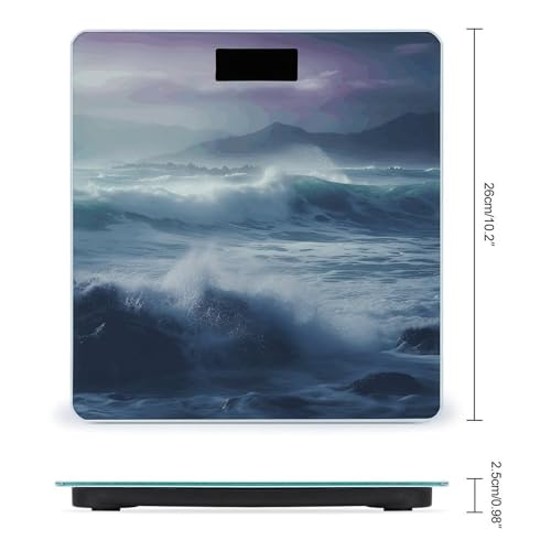 Báscula digital de baño Ocean Waves 26x26 cm vidrio templado miniatura 2