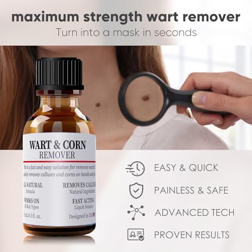 WABRINY Wart & Corn Remover Liquid, Smoothes Skin Gentle Fast Acting Gel Wart Removal for Plantar Wart Flat Warts and Corns-G3