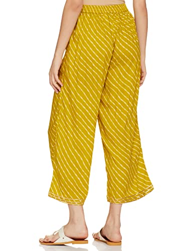 Image of Rangriti Lime Green Viscose Rayon Palazzo for Women