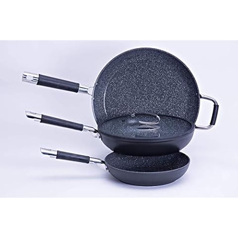 Ceramic Coated Nonstick Frying Pans, 3-Pack Bundle Set: 9.5, 11, and 13 Inch | Durable, High Heat Aluminum Base with No PTFE, PFOA, Lead or Cadmium | Oven & Dishwasher Safe | Made in Italy Cover