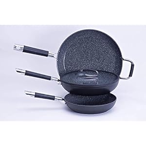 Ceramic Coated Nonstick Frying Pans, 3-Pack Bundle Set: 9.5, 11, and 13 Inch | Durable, High Heat Aluminum Base with No PTFE, PFOA, Lead or Cadmium | Oven & Dishwasher Safe | Made in Italy