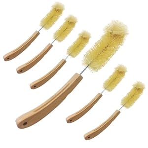 Lola Products Eco Clean Bamboo Bottle Brush | Eco Friendly Bottle Brush | Ergonomic, Durable Bamboo Handle | Non-Scratch | Easy Storage | Fibers Made from Recycled Soda/Water Bottles | 6 Pack