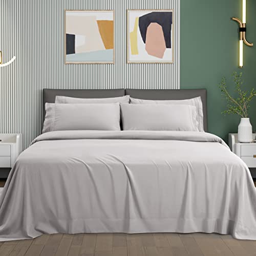 LIANLAM Twin XL Sheet Set - 4 Piece Bed Sheets - Super Soft Brushed Microfiber 1800 Thread Count - Breathable Luxury Sheets Deep Pocket - Wrinkle Free (Grey, Twin XL)