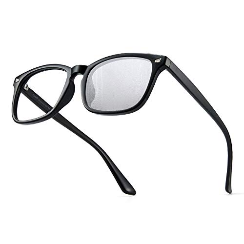 魔法の眼鏡」曇り止め ブルーライトカット UVカット クリアな視界に ウェリントン型 黒縁眼鏡 男女兼用