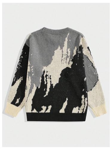 Men's Graphic Crewneck Long Sleeve Sweater Drop Shoulder Vintage Pullover Tops2