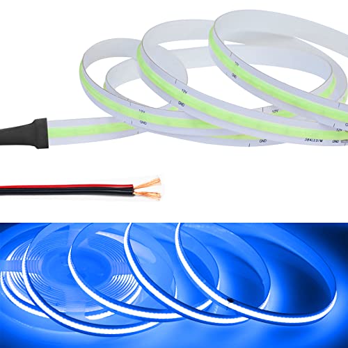 LEKE COB テープライトLEDストリップライトフレキシブル 高密度 LEDテープライト0.5m 320LEDs/m ブルーライト DC12V 180°発光CRI>=90，両面テープ変形可能 切断可能 寝室 キッチンホーム オフィス屋内装飾