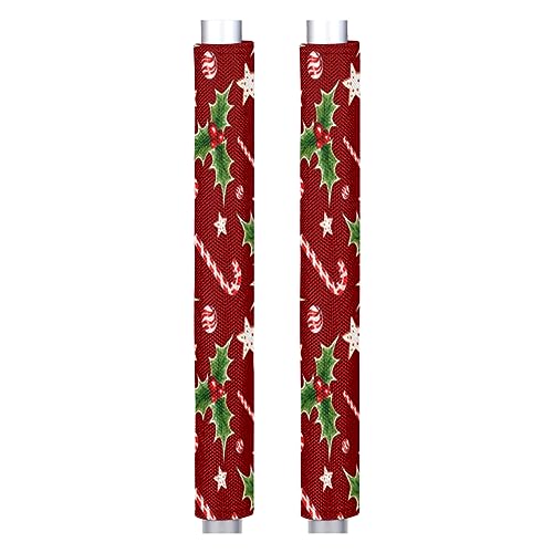 Image of Pardick Christmas Berry Candy Refrigerator Door Handle Covers Set of 2Xmas Red Washable Fridge Dishwasher Mocrowave Oven Door Decor Handle Cover Keep Your Kitchen Appliance Holiday Decor