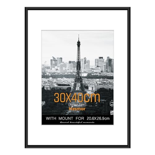 Image of Hesmor 30 x 40 cm Picture Frame Photo Frames Aluminum Acrylic Frame Black with Plexiglass Wall-Mounted Poster Frames for Bedroom and Living Room Decoration