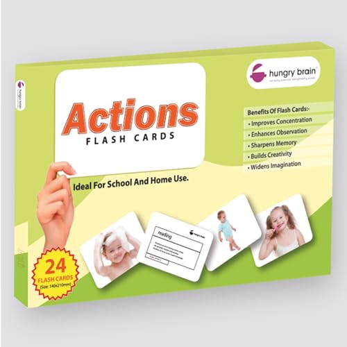 Image of Hungry Brain Actions Flash Cards for Toddlers & Kids | Montessori Early Learning Cards for Babies | Educational Toy for Ages 3 Months to 6 Years | Fun Preschool Activity & Gift