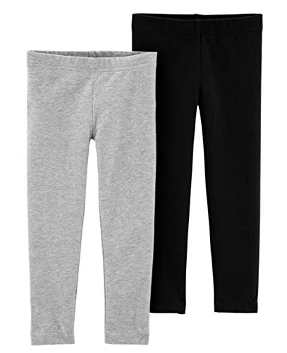Carter's Girls' Baby, Toddler, Kids, 2 Pack Cotton Leggings, Black/Grey, 2T