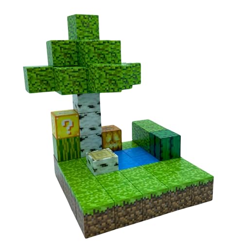 Ellafun Magnetic Cube - ÁRBOL Abedul - 48 Piezas - Imanes Mine Bloques de construcción magnéticos - Juguete Montesorri a Partir de 3 años para niños y niñas - CREA tu Propio Mundo