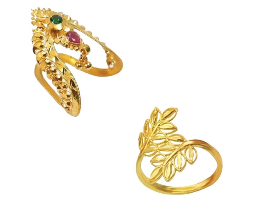 Gold Vanki & Leaf Rings Combo For Women - Free Size (B0CD41PX7Y) Amazon Price History, Amazon Price Tracker