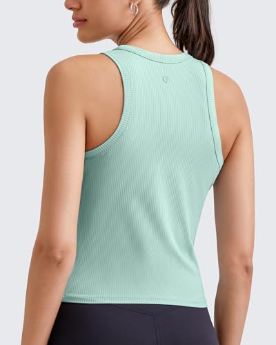 Image of G4Free Workout Tank Tops for Women Slim Fitted Racerback Ribbed Athletic Gym Yoga Tanks Summer Casual