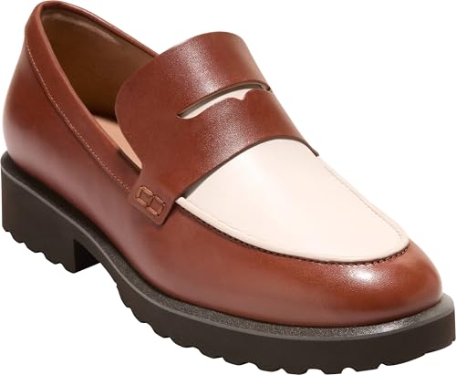 Cole Haan Cole Haan Women's Gwendolyn Penny Loafers, Dark Cuoio/Ivory Leather, 9-B US