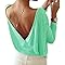 Aottori Maglia Donna Costine Maglietta Manica Lunga Slim Fit Tops Scollo a V Aderente Basic Shirt Sexy Sottogiacca Primavera Autunno Beige XS