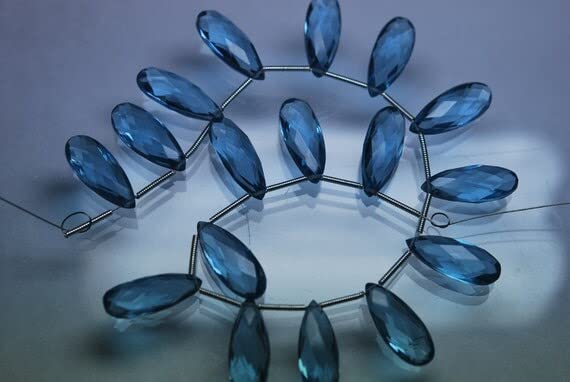 Quartz de Londres briolettes poire 20mm facettes haute précision