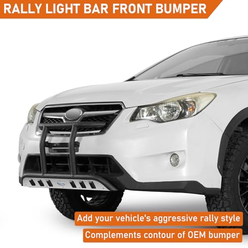 Image of Hooke Road Crosstrek Rally Light Bar Front Bumper for 2013-2017 Subaru XV Crosstrek, 4-Light Mounting Tabs & Skid Plate | Aggressive Off-Road Bull Bar | Bolt-On Installation