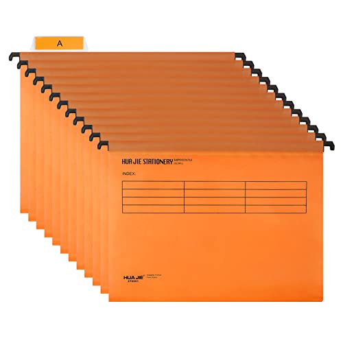 Lot de 12 dossiers suspendus A4 pour armoire de classement - Format A4 - Avec étiquette - Pour bureau, maison, école - Orange Cover
