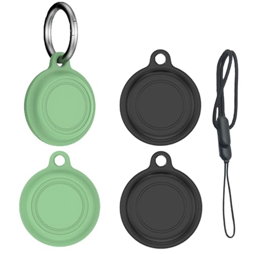 [4pack] Case for Motorola Moto tag,NOUKAJU Silicone Protective Cover(with Round Buckle + Lanyard) Drop-Proof,Scratch-Proof,Dust-Proof,Protective Case for Moto tag(Black + Green)
