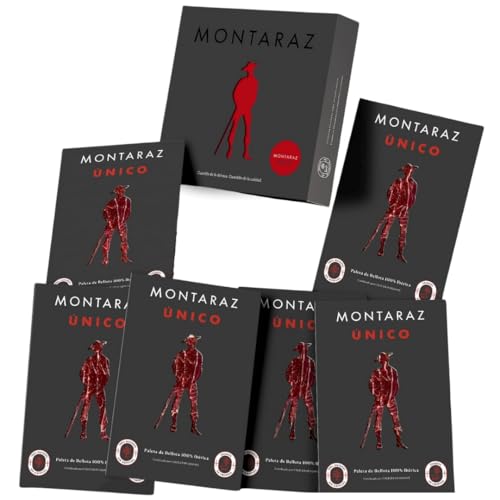 Coffret Cadeau Premium d’Espagne | 6 tranches de jambon ibérique 100% nourri aux glands Montaraz d'Salamanque (600 gr) emballées sous vide | Coffret Gourmet Ibérique Pata Negra | 100% naturel