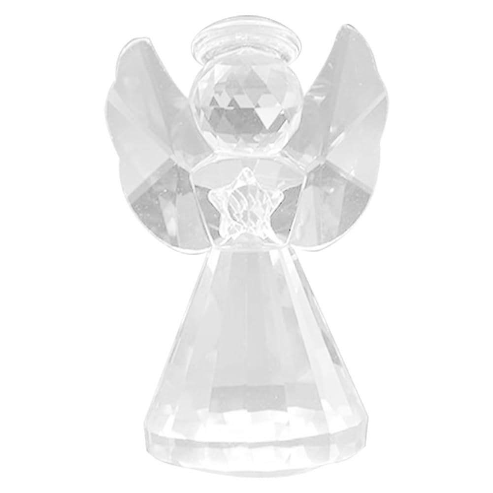 CTRLZS Crystal Angel Figurine Decor, Glass Guardian-Angel Statue Figurines Collectibles, Pretty Angel Ornament Gifts for Women Easy Install Easy to Use
