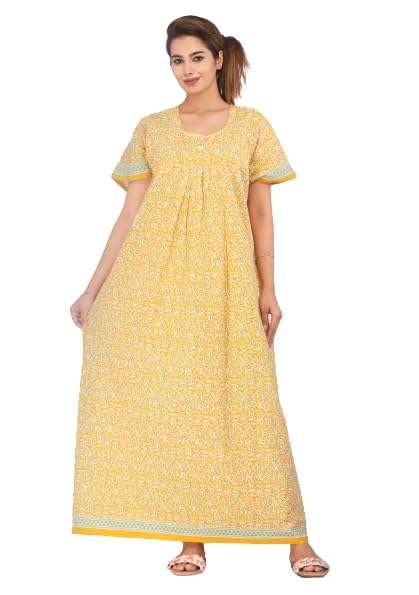 monique Nighty for Women Cotton Printed Maxi Gown Ankle Length Nighty Night Dress for Women Maxi Gown - Free Size-picture-41