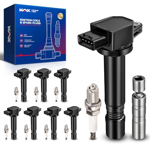 Image of KAX Ignition Coils & Spark Plugs Set Fit for Volvo XC90 2005-2011 4.4L | (w /tool) S80 2007-2010 4.4L UF574