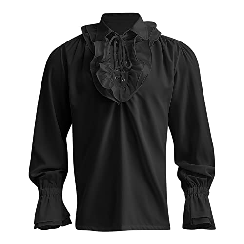 Male Gothic Vintage Court Shirt Drawstring Hem Long Sleeve Puff Sleeve Shirt Big and Tall for Men Polo Shirts for Men2