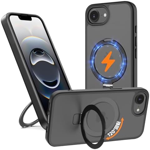 （03:00時点） 【 米軍MIL規格・Magsafe対応】iPhone 16E / 17E 用 ケース Magsafe対応 ワイヤレス充電 フリップスタンド機能 縦横両対応 スマホケース いPhone 16e 米軍規格 耐衝撃 半透明 マット感 マグセーフ 防指紋 リング マグネット搭載 ぐーくるぴくせるiphone 16e カバー「ブラック」JCJCLY-IP16ECASE