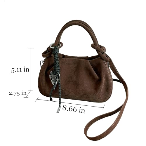 Bolso pequeño de gamuza marrón para mujer miniatura 5