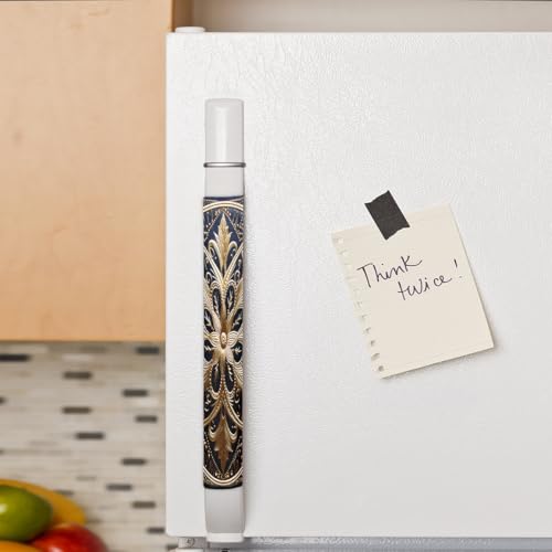 Image of Pardick Gold Blue Ethnic Refrigerator Door Handle Covers Set of 2 Gold Blue Ethnic Washable Fridge Dishwasher Mocrowave Oven Door Decor Protector Handle Cover Kitchen Appliance Decorative