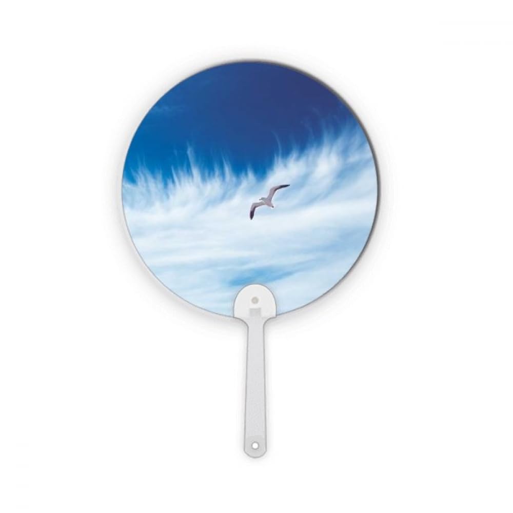 Éventail oiseau bleu art déco objet artisanal de mode rond