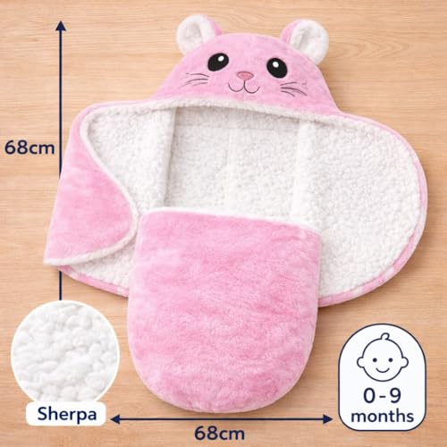 Image of BRANDONN Baby Blanket Newborn Combo Gift Pack of Swaddle Wrapper, 0-9 Months, Length 68 cm x Width 68 cm, Pack of 2 Pcs.
