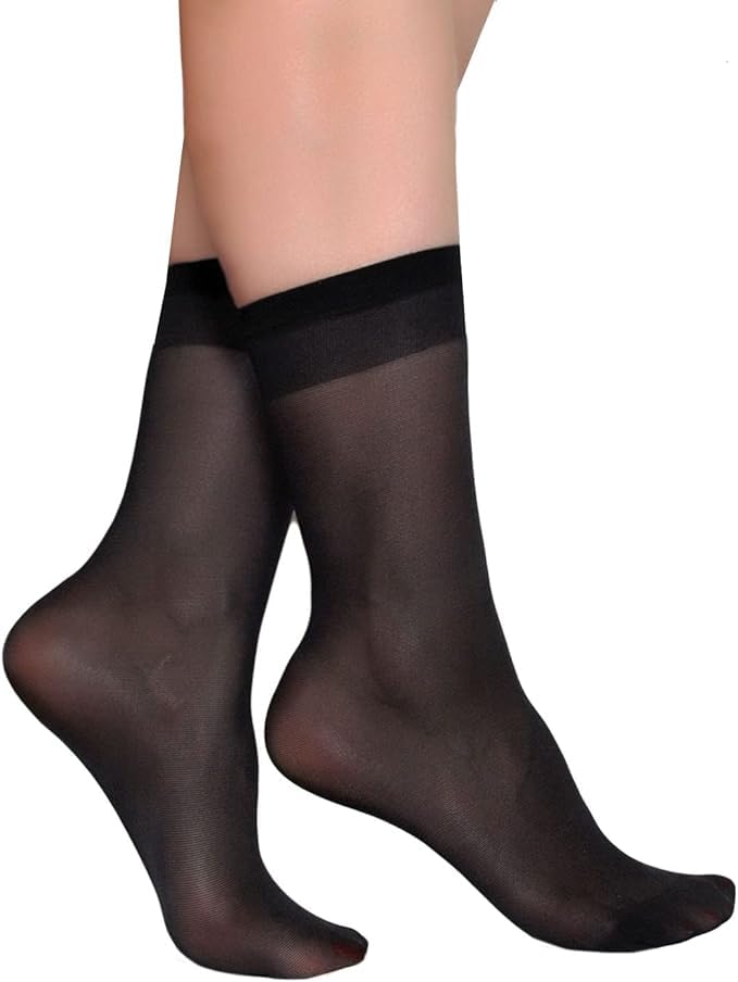 NEOBABY Ankle Length Socks/Stockings | Ultra-Thin Summer Skinny Transparent Nylon Socks for Women/Girl's (Pack of 5 Pairs, Black) - Image 6 thumbnail
